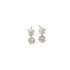 Novedoso Estilo Aretes Apilados con Diamantes Acabado Perla de Luz de Luna de Cristal Aretes de Flor de Perla Apilados con Diamantes Súper Brillantes