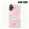 Funda Rosa de Dibujos Animados de Fantasma con Lazo Estilo Dulce y Fresco para Halloween para Apple 18 Pro Max Película Delgada Estuche Duro