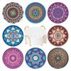 Posavasos redondo con patrón de mandala transfronterizo, juego de 8 piezas con soporte para doble cara, fábrica de primera generación de cabello