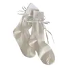 Calcetines de primavera y verano hasta la pantorrilla con lazos de cinta, diseño calado, estilo Lolita ballet, calcetines holgados estilo ins para mujer