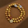 Nuevo Pulsera de Doble Círculo de Sándalo Dorado diy Pulsera de Círculo Único Cuenta de Buda Wen Jugar Alrededor del Dedo Estilo Étnico Suave Boutique Ceremonia para Hombres y Mujeres