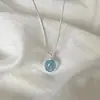 Colar de Prata de Lei S925 com Água-Marinha para Mulheres, Estilo Levemente Luxuoso, Sensação de Alto Padrão, Corrente de Pescoço Versátil, Estilo de Nicho, Corrente de Clavícula Versátil