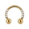 Aretes Transfronterizos de 16g de Acero Inoxidable Chapado en Oro Grabados con Incrustaciones de Zircón Blanco Anillo para la Nariz Perforación en Forma de U Diente Externo Anillo para el Hueso de la Oreja