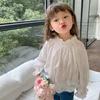 Camisa de Niña Estilo Dulce Nuevo de Primavera y Verano 2023 Top Elegante Elegante Coreano de Niña Top de Flores Calado