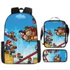 Mochila Infantil de Dibujos Animados Mario Xintu Transfronteriza para Estudiantes de Primaria Gran Capacidad Casual Mochila Escolar Set de Tres Piezas