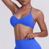 Sujetador Deportivo de Tirante Cruzado Color Sólido Espalda Hermosa Alta Resistencia Transpirable Tejido Halter Ropa de Fitness Ropa de Yoga para Mujer