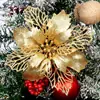 Flores de Natal com glitter dourado transfronteiriças, Acessórios para decoração de árvore de Natal, Decorações para festa de Natal, Flores artificiais atacado na Amazon