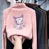 Blusa térmica infantil com forro de fleece, gola alta parcial, mangas compridas, outono e inverno, roupa íntima espessa para meninas, camada base fofa