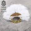 Leque de penas estilo ocidental Noiva de casamento Palco de casamento Performance Festa Leque redondo de pena de avestruz fábrica direto atacado