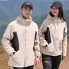 Chaqueta Tres en Uno para Otoño e Invierno, Chaqueta de Bloques de Color para Hombres y Mujeres, Chaqueta de Montañismo Impermeable y Repelente al Agua con Logotipo Estampado