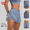 Pantalones Cortos de Malla Europeos y Americanos Transfronterizos Melocotón Shorts Deportivos de Fitness Sin Costuras Color Piel Bolsillo Shorts de Yoga para Mujer