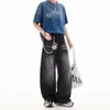 Nuevos jeans de moda vintage de otoño en mezclilla lavada para hombre, pantalones anchos holgados, pantalones de silueta desgastada para mujer, pantalones de moda estilo americano