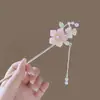 Pasador de Perlas, Estilo Antiguo, Gama Alta, Romántico, Pasador con Borla de Flor de Cerezo, Accesorios para Cheongsam, Sencillo para Mujeres
