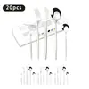 Conjunto de talheres de aço inoxidável Amazon para exportação, faca portuguesa preta, garfo e colher, conjunto de 30 peças, conjunto de talheres para 6 pessoas, presente