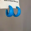 Pendientes de aro azules en forma de C estilo Hong Kong retro, Pendientes femeninos, Pendientes exagerados estilo vacacional, Pendientes de aro, Aros lisos