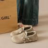 2025 Mocasines Cerrados de Moda Retro Versátil de Nicho para Mujer Diseño Otoño e Invierno Hebilla de Cinturón Pantuflas Casuales