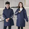 Overoles Forrados de Lana Ropa de Trabajo para Hombres y Mujeres Largos con Capucha Impermeables al Aceite a Prueba de Polvo Delantal de Cocina Trasero Resistente a las Manchas Abrigos de Protección Laboral Taller