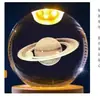 Bola de Cristal Gravada a Laser 3D K9 Bola de Vidro Luz Noturna com Base de Madeira Decoração Criativa para Mesa de Escritório Casa Presente de Aniversário