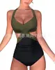 Maiô 2023 Estilo Europeu e Americano Comércio Transfronteiriço Novo Estilo Cruzado Patchwork Multicor Roupa de Banho Amazon Costas Nuas Justo ao Corpo