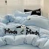Juego de Cama Individual de Cuatro Piezas Grado A para Maternidad e Infancia Sábana Funda de Edredón Ropa de Cama Dormitorio de Estudiante Juego de Tres Piezas Venta Directa de Fábrica