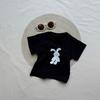 Estilo coreano Ins pescoço redondo manga curta casual top para meninos e meninas bebê verão camiseta branco coelho padrão bonito all-match t