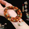 Pulsera de Doble Círculo de Cuentas Bodhi de Dunhuang para Mujer, Pulsera Multicolor de Múltiples Tesoros con Colgante de Borla, Pulsera de Cuentas de Meditación Estilo Chino Tradicional