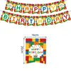 Decoração de festa de aniversário infantil temática de blocos de construção Lego, conjunto de copos e pratos de papel descartáveis