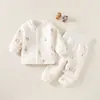 Conjunto de Dos Piezas de Algodón Puro para Bebé y Niño Pequeño con Cintura Alta y Top y Pantalón Separados para Niños y Niñas, Protección de Barriga Ropa de Otoño Pantalones de Otoño Ropa de Casa Otoño/Invierno