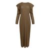 Vestido Casual de Primavera 2026 para Mujer, Estilo Commuter, Plisado, Cuello Redondo, Manga Larga, Corte Delgado, Versátil, Color Sólido, Moderno