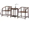 Novo Conjunto de Três Peças de Cadeiras de Mesa de Centro Estilo Chinês Poltronas Cadeiras de Mestre para Varanda Cadeiras Circulares para Hotel Pousada Cadeiras de Madeira Maciça para Mestre de Chá