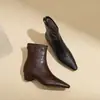 2026 Colección nueva de otoño/invierno, elegante y a la moda: Botines simples y elegantes para mujer, con punta fina, tacón medio cómodo y efecto adelgazante, con forro de felpa añadido
