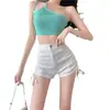 Pantalones Cortos Ultra Cortos para Mujer Estilo Puro Deseo Primavera/Verano/Otoño/Invierno 2026 Cintura Alta Ajustados Sexy Cordón Pantalones Cortos