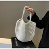 Bolso Tejido de Algodón Vintage con Hombro Nuevo Bolso de Mano de Paja Hecho a Mano a Crochet Gran Capacidad Bolsa de Playa para Vacaciones