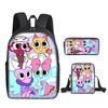 Mochila escolar con estampado 3D de Dandy's World, ideal para estudiantes, bolsos y lápices.