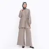 2026 Conjunto de Top Liso Casual Plus Size + Calça Wide Leg Loriya Lr1325