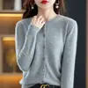 Casaco de malha cardigã feminino gola redonda jaqueta suéter primavera e outono novo solto moderno curto estiloso camisa base