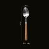 Cuchillo y tenedor de acero inoxidable 304 transfronterizo, cuchara, vajilla de palo de rosa, cuchillo para comida occidental, cuchara de punta, cuchara redonda, cuchara para postre, tenedor, cuchara pequeña