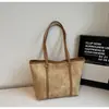 Bolsa Tote Simples de Alto Padrão para Comércio Exterior para Mulheres, Grande Capacidade, Versátil, Casual, Adequada para Estudantes, Aula, Trabalho, Bolsa de Ombro Único para Sobrancelha