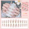 Venta caliente transfronteriza usar belleza de uñas pieza de uña Francés Perla usar uña usar parche de uña falsa fábrica cabello lacio