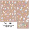 Redanco5D Relieve Ins Popular Dibujos Animados Pegatina Nail Art Lindo Conejito Calcomanía de Uñas Estéreo Dr1271