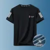 Playera de seda de hielo para hombre cuello redondo ropa de secado rápido manga corta verano delgada transpirable manga media tops de talla grande para hombre deportiva holgada tendencia
