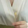 Nova Estética Estilo Chinês Padrão Madressilva de Jade Elegante de Alto Padrão Corrente para Clavícula Oca Banhada a Ouro 18K Prata Esterlina S925