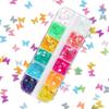 Lentejuelas de mariposa de color caramelo de 12 colores, lentejuelas para uñas de color mixto en caja independiente de cuadrícula de 3 mm, joyería