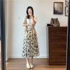 Saia de Malha Floral de Veludo Selecionada Cuidadosamente, Quente na Europa do Aliexpress, Saia Midi Estampada Estilo Fada para Primavera e Outono