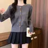 Chaqueta cárdigan de punto abotonada colorida para otoño e invierno para mujer, suéter holgado nuevo para primavera y otoño 2026, top gris para mujer de primavera