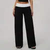 Pantalones deportivos de punto transfronterizos con cintura de color contrastante, casuales y de moda, control de abdomen, cintura alta, realce de glúteos, ligeramente acampanados, pantalones de yoga 9639