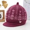 Gorros de otoño e invierno para mujeres de mediana edad y mayores, gorros de punto para abuelas y señoras mayores, gorros gruesos de lana cálidos y forrados de polar para madres