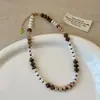 Collar de Piedra Natural Ágata con Perlas de Lujo Ligero y Gama Alta para Mujer, Cadena para el Cuello Retro, Elegante, de Moda y Versátil, Cadena para la Clavícula