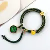 Pulsera Thangka Estilo Tíbet con Cinco Deidades de la Riqueza, Pulsera Tejida a Mano con Tara Verde y Cinco Santos, Pulsera Caja Gahu