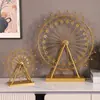 Luz Dorada Lujo Hierro Rueda de la Fortuna Adornos Simples Hogar Sala de Estar Decoración Giratorio Dinámico Escritorio Artesanía Adornos